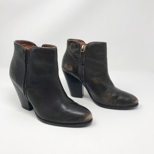 Lola Cruz Bronze Distressed Leather Ankle Boots 7